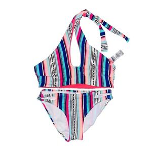J1 Malibu Dream Girl Bikini Swimsuit Small Medium Striped halter style new